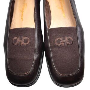 Salvatore Ferragamo Leather Loafers Slip On Shoes Dark Brown Size 9.5 2A Narrow